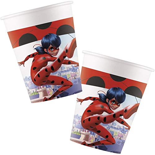 Carpeta - Set de Fiesta de 37 Piezas * Miraculous Ladybug * con Platos de Papel + servilletas + Vasos + decoración para cumpleaños Infantiles o Fiestas temáticas de superhéroes