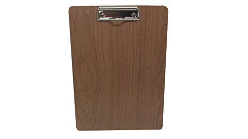 Carta de menú con pinza, Portamenú para restaurante, Tabla de madera de melamina, Personalizable con logotipo, DIN-A5, 24 x 18 cm (Cerezo)