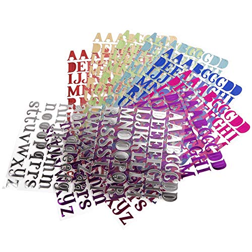 Carta Pegatinas Del Alfabeto Autoadhesivo, 8 Colores Pegatinas de Letras Alfabeto para Scrapbooking Manualidades Decoración Adornos, Cada Color One Hojas