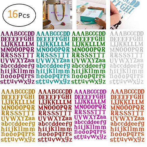 Carta Pegatinas Del Alfabeto Autoadhesivo, 8 Colores Pegatinas de Letras Alfabeto para Scrapbooking Manualidades Decoración Adornos, Cada Color One Hojas