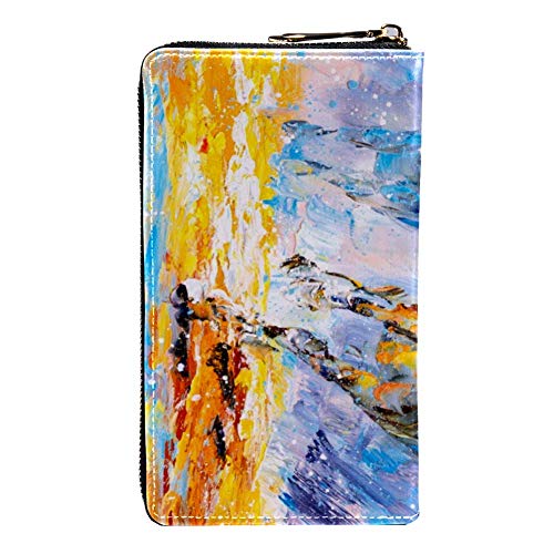 Cartera de cuero para mujer de gran capacidad Tote bolso de viaje titular de la tarjeta de embrague monedero - hoja de palma, Multicolor-10 (Multicolor) - p110d8380225k274c8336112g203