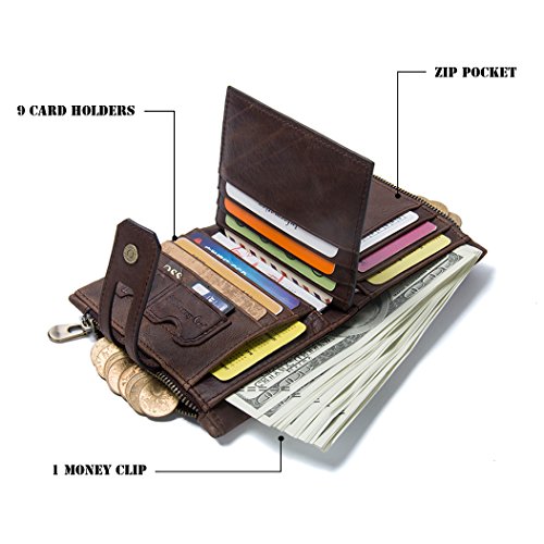 Cartera para hombre de piel, pequeña, con diseño vintage vintage coffee