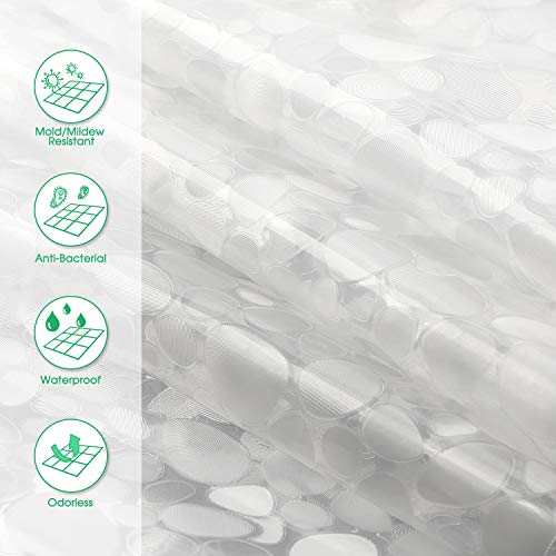 Carttiya Cortina Ducha Impermeable EVA - Cortina Baño/Bañera Antimoho & Antibacteriano,Semitransparente, 120 x 200 CM, con 3 Imanes en la Parte Inferior y 12 Ganchos de Metal Antioxidantes