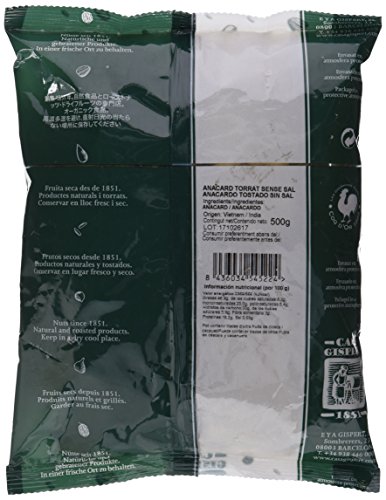 Casa Gispert Anacardos Tostados Sin Sal Frutos Secos - 500 gr