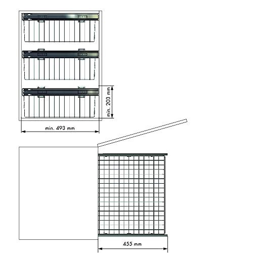 Casaenorden - Cesto extraíble de rejilla metálica para mueble de cocina - Ancho 412-418 mm