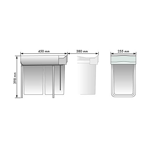 Casaenorden - Cubo de Basura extraíble con extracción Manual para Mueble de Cocina - Capacidad 14+14 litros