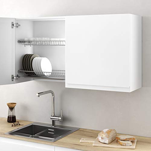 Casaenorden - Kit Escurridor de platos y vasos de acero con bandeja recoge aguas para mueble de cocina, Ancho 865 mm