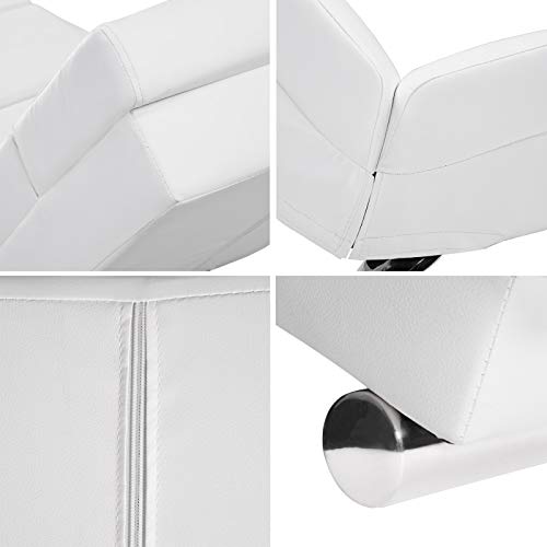Casaria Diván Chaise Loungue Tumbona London Blanco ergonómica sillón Relax Efecto Lino para salón hogar 173x55cm Capacidad 180Kg