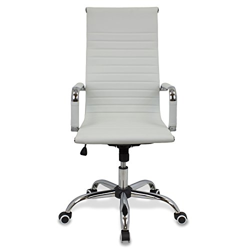 CashOffice - Silla de Oficina PU, Silla de Escritorio Giratoria y Regulable en altura (Varios Colores) (Blanca)