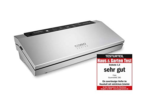 CASO GourmetVAC 280 - Envasadora al vacío - Doble soldadura - Bomba de pistón (15 l/min) y potente motor - Potencia de vacío regulable y tiempo de soldadura - Incluye 10 bolsas de 20 x 30 cm