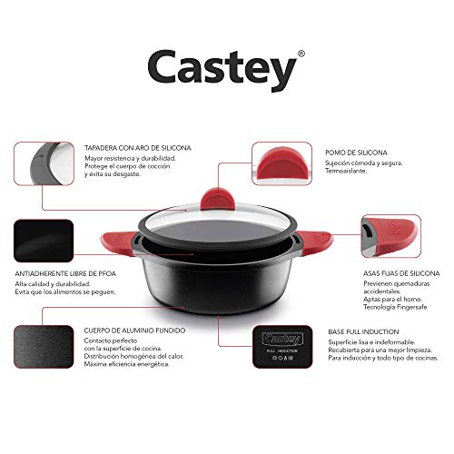 Castey - Cacerola Baja Inducción 32 cm Con Tapadera