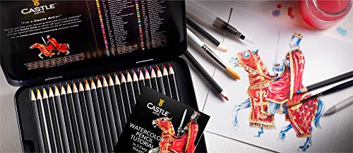 Castle Art Supplies - Juego de 72 lápices de acuarela, para adultos, apto para profesionales, de alta calidad, con colores vibrantes y hermosos efectos cuando se mezclan con agua