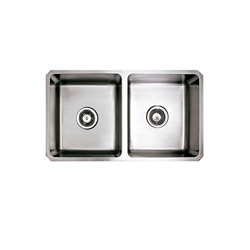 Cata 02607101 Fregadero Bajo Encimera CB-2, 2 Cubetas Cuadradas, 785x450, Acero INOX
