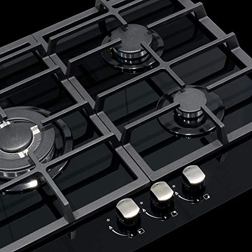CATA Modelo LCI 6021 BK | 3 Quemadores Encendido Eléctrico | Encimera de Gas Natural | Ancho de 58 cm, Negro