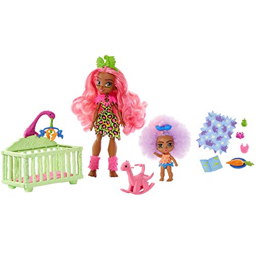 Cave Club Muñecas Pre-Históricas Pack 2 Fernessa y Furrah, muñecas con mascotas y accesorios (Mattel GNL92)