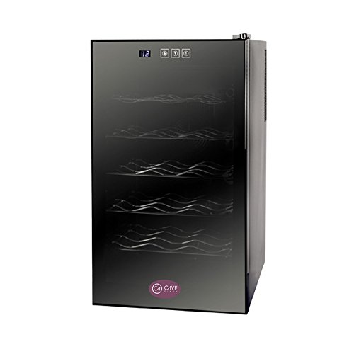 Cavevinum CV-18D Vinoteca Pequeña para Vinos Tintos, Acero Inoxidable, Negro, 35.5x50x65 cm