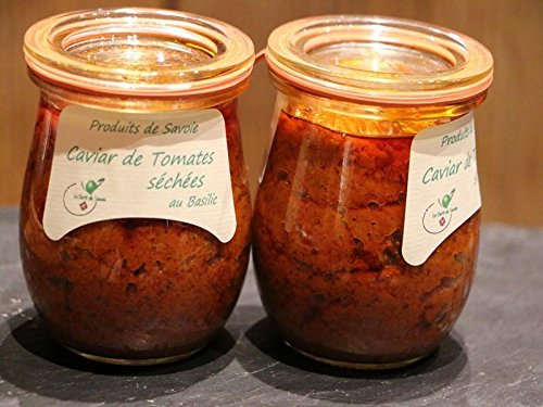 Caviar de tomates secos al albahaca.