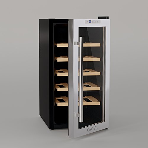Cavist CAVIST18 Vinoteca 18 Botellas, 52 litros, Ultra Silenciosa, Acero Inoxidable, Plateado, 1 W, Madera