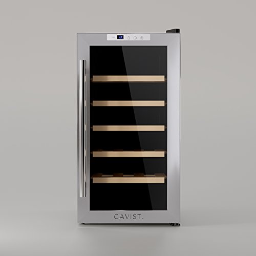Cavist CAVIST18 Vinoteca 18 Botellas, 52 litros, Ultra Silenciosa, Acero Inoxidable, Plateado, 1 W, Madera