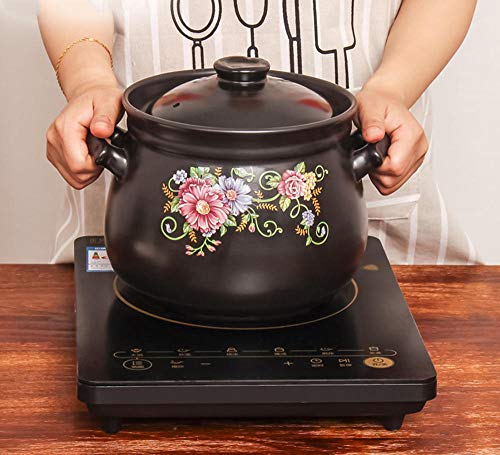 Cazuela Barro Cazuela Ceramica -ActualizacióN De La NutricióN, La Salud Y El Ahorro De EnergíA, Se Puede Utilizar Para Cocinas De InduccióN De Llama Abierta, Capacidad: 7.5L, Negro-negro_7.5L