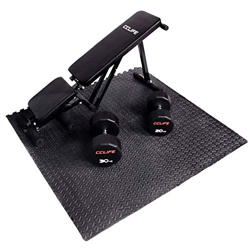 CCLIFE Esterilla Puzzle de Fitness 60x60x1cm 30x30x1cm Suelo de Gimnasio de Goma Espuma EVA, Color:Negro 8pcs