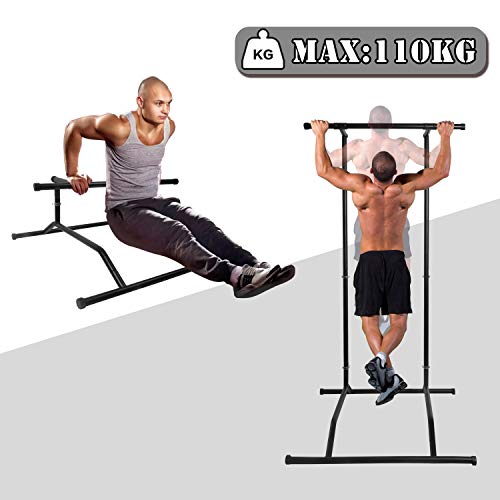 CCLIFE Pull up Bar Barra de dominadas Pull up portátil Portable Peso Corporal Barra dominadas Dip Torre Soporte, Color:Pull up Bar Black
