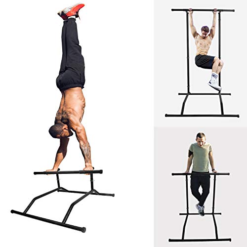 CCLIFE Pull up Bar Barra de dominadas Pull up portátil Portable Peso Corporal Barra dominadas Dip Torre Soporte, Color:Pull up Bar Black