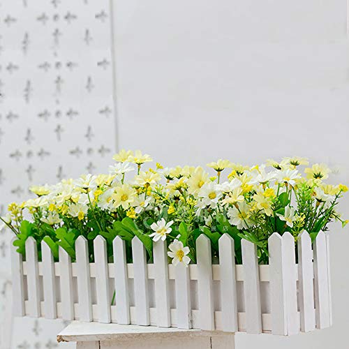 CCUCKY 2 Ramos Flores de Margarita Artificial 24 Cabezas Cada una, Simulación de Estilo Rural Plástico Colorido Flores para Mesa Ventana Balcón Decoración del Hogar (Blanco)