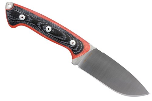 CDS-Survival AXARQUIA - Cuchillo Supervivencia Caza Monte bushcraft Camping Outdoor Campo - Funda de Piel con pedernal - Acero MOVA 58 - Fabricado en España