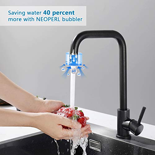 CECIPA Grifo de Cocina Negro Perla Mezclador de Fregadero Giratorio Flexible de 360°Grifos de Cocina de Acero Inoxidable 304 Pintura de Cocina Resistente a la corrosión