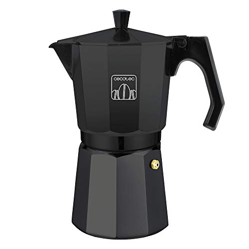Cecotec Cafetera italiana Mimoka 1200 Black. Fabricada en aluminio fundido, Apta para todo tipo de cocinas, Para 12 tazas de café