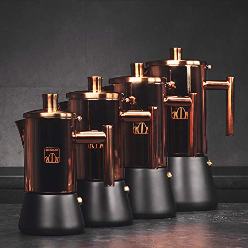 Cecotec Cafetera italiana Moking 200. Fabricada en Acero Inox, Apto para cocinas de gas, eléctrica o vitrocerámica,Para 2 tazas de café