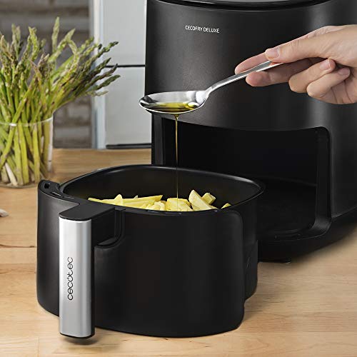Cecotec Freidora Cecofry Deluxe Rapid Black. Capacidad 2,5 litros,Potencia 1400 W, 8 Modos, Temperatura hasta 200ªC, cestillo y Rejilla Aptos para lavavajillas