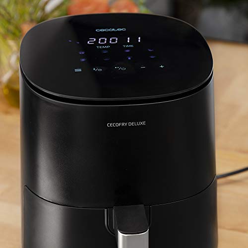 Cecotec Freidora Cecofry Deluxe Rapid Black. Capacidad 2,5 litros,Potencia 1400 W, 8 Modos, Temperatura hasta 200ªC, cestillo y Rejilla Aptos para lavavajillas