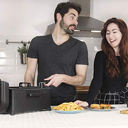 Cecotec Freidora eléctrica CleanFry Infinity 3000 Black. 3 L aceite, filtro OilCleaner, 2400 W, Temporizador 30 min, Lacada en negro, Cubeta, cestillo freír y filtro OilCleaner aptos lavavajillas.