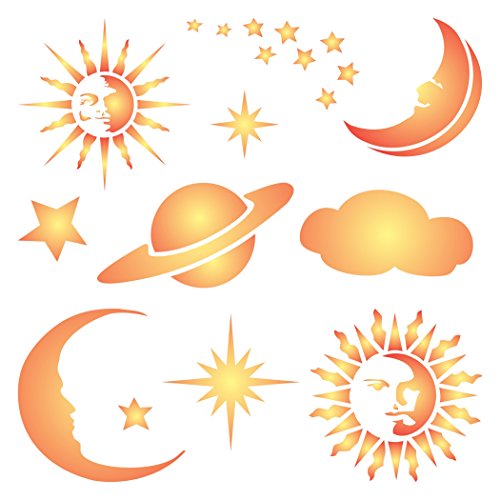 Celestial plantilla reutilizable plantillas para pintura – mejor calidad álbumes de pared Arte decoración Ideas – uso en paredes, suelos, tejidos, cristal, madera, carteles, y más... S