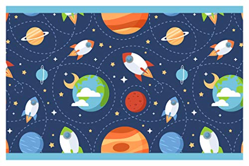 Cenefa Autoadhesivo para niños Espacio Cohetes y Planetas Dormitorio Infantil d