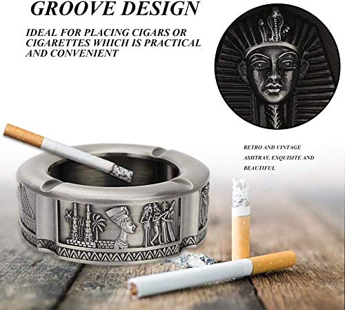 Cenicero Creatividad El Humo portátil Escritorio del Metal de Cigarrillos Titular de contenedores Ash for Ministerio del Interior Bar WHLONG (Color : Antique Tin)