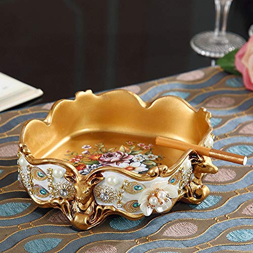 Cenicero Europea resina de la vendimia de mesa cigarrillos ceniceros con flor pintada a mano for uso al aire libre Interior, hecha a mano fumadores Cenicero for Home Hotel Restaurante Decoración
