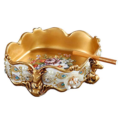 Cenicero Europea resina de la vendimia de mesa cigarrillos ceniceros con flor pintada a mano for uso al aire libre Interior, hecha a mano fumadores Cenicero for Home Hotel Restaurante Decoración