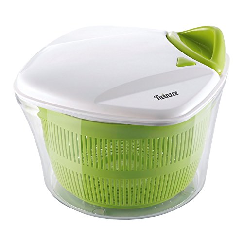 Centrifugadora para Ensalada de Gran Capacidad (5L) - Diseño Innovador con Rejilla de Evacuación de Agua y Bol-Ensaladera - Escurridor de Lechuga y Verduras Eficaz y Fácil de Usar con el Asa de Tirar