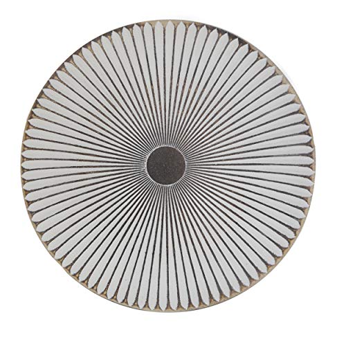 Centro de Mesa Decorativo Madera, Bandeja Circular Blanca Decoración de Interior Original/Elegante 30x30x3 cm - Hogar y Más