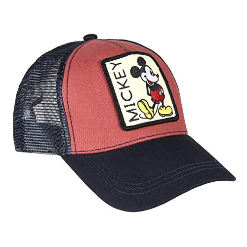 Cerdá Mickey Mouse Malla Negra Ajustable-58 cm Gorra de béisbol, Rojo, 58 cm Unisex Adulto