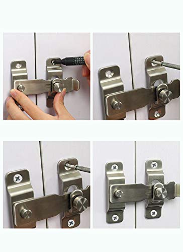 Cerradura de puerta resistente de acero inoxidable con pestillo abatible Con tornillos de fijación,superficie de acero inoxidable cepillado