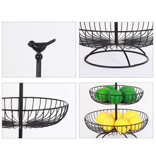 Cesta De Frutas Metálica Frutero 3 Pisos Soporte De Frutas Con Cuencos Estantes Para Fruta Tazón De Fruta Para Conservan Frutas, Verduras, Bocadillos O Pan