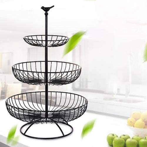 Cesta De Frutas Metálica Frutero 3 Pisos Soporte De Frutas Con Cuencos Estantes Para Fruta Tazón De Fruta Para Conservan Frutas, Verduras, Bocadillos O Pan
