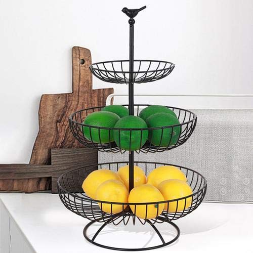 Cesta De Frutas Metálica Frutero 3 Pisos Soporte De Frutas Con Cuencos Estantes Para Fruta Tazón De Fruta Para Conservan Frutas, Verduras, Bocadillos O Pan