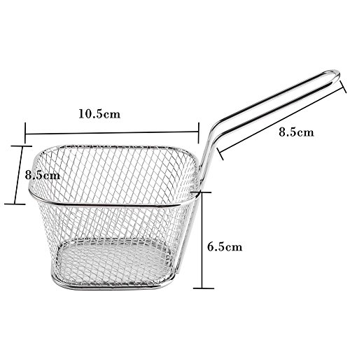 Cesta para freidora 8 piezas de acero inoxidable cuadrado de alimentos para freír, mini cesta Frirtes para patatas fritas, camarones, aros de cebolla, cocina restaurante herramientas de cocina