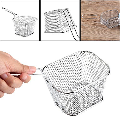 Cesta para freidora 8 piezas de acero inoxidable cuadrado de alimentos para freír, mini cesta Frirtes para patatas fritas, camarones, aros de cebolla, cocina restaurante herramientas de cocina