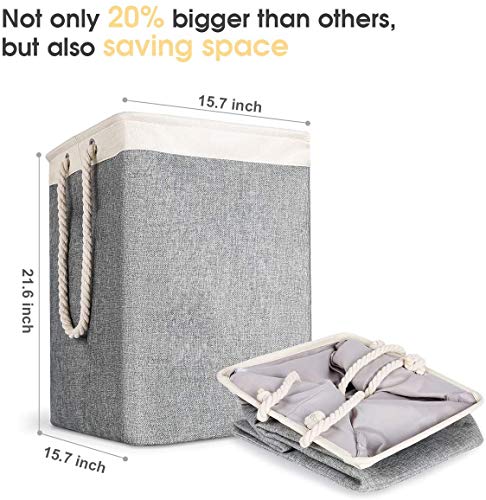 Cestas de lavandería Cleebourg, plegable, color gris, con tapa y asas, ideal para dormitorios, lavandería, baño, 90 litros, Gris, corto